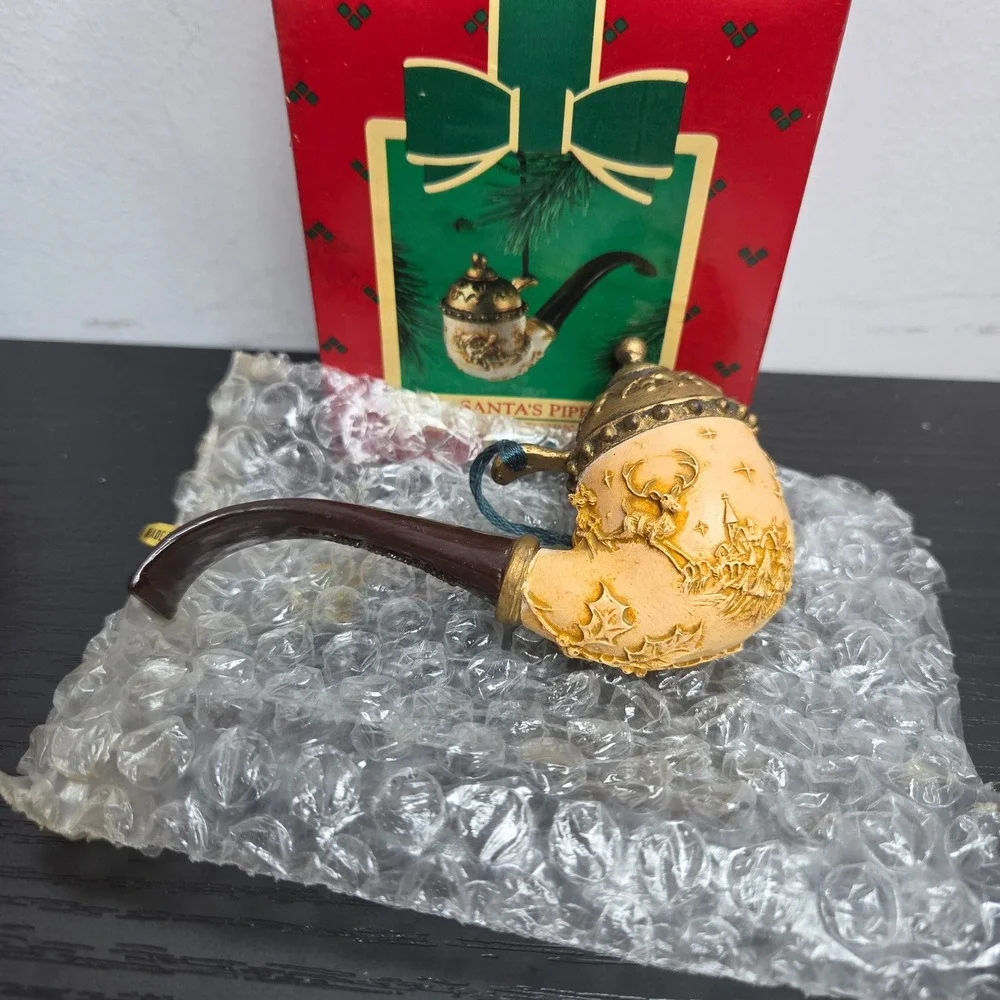 Vintage 1985 Hallmark Keepsake Ornament Santa's Pipe Handcrafted Christmas Box